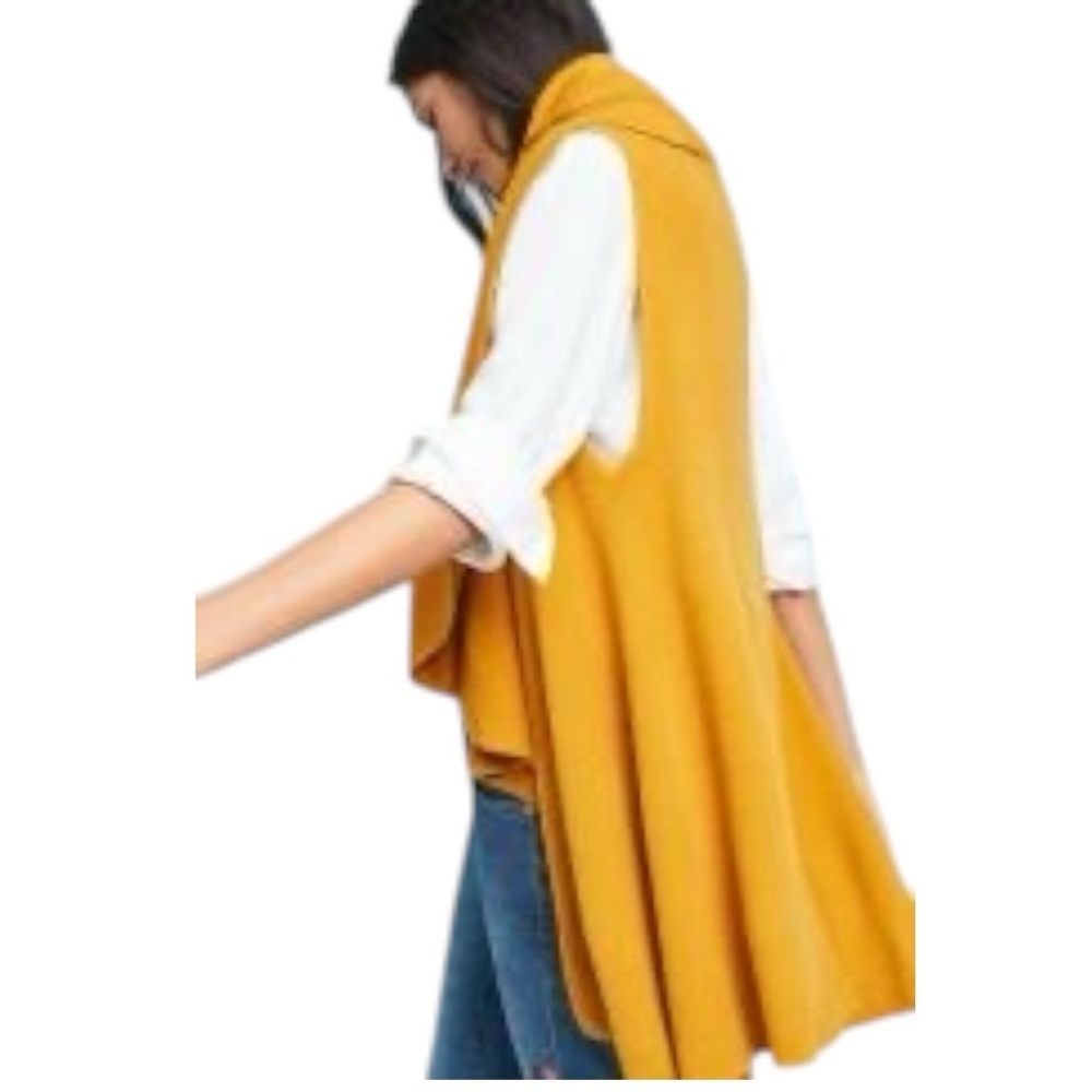 Anthropologie Moth Cascades Shawl Sweater Vest Cardigan Gold Yellow, one size - Picture 2 of 5